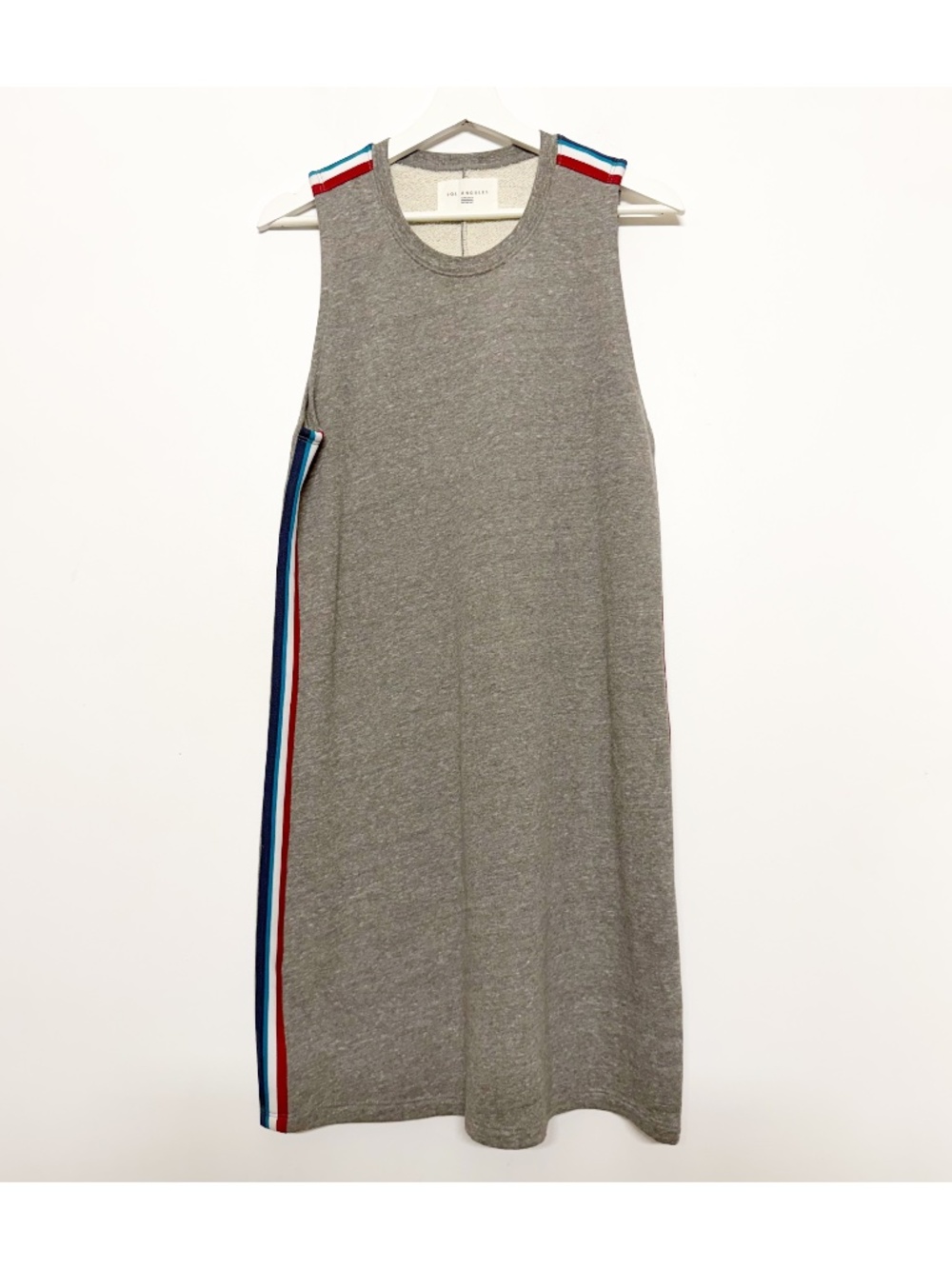 Sol Angeles Tank Dress Size L Large Gray Side Stripe Cotton RARE